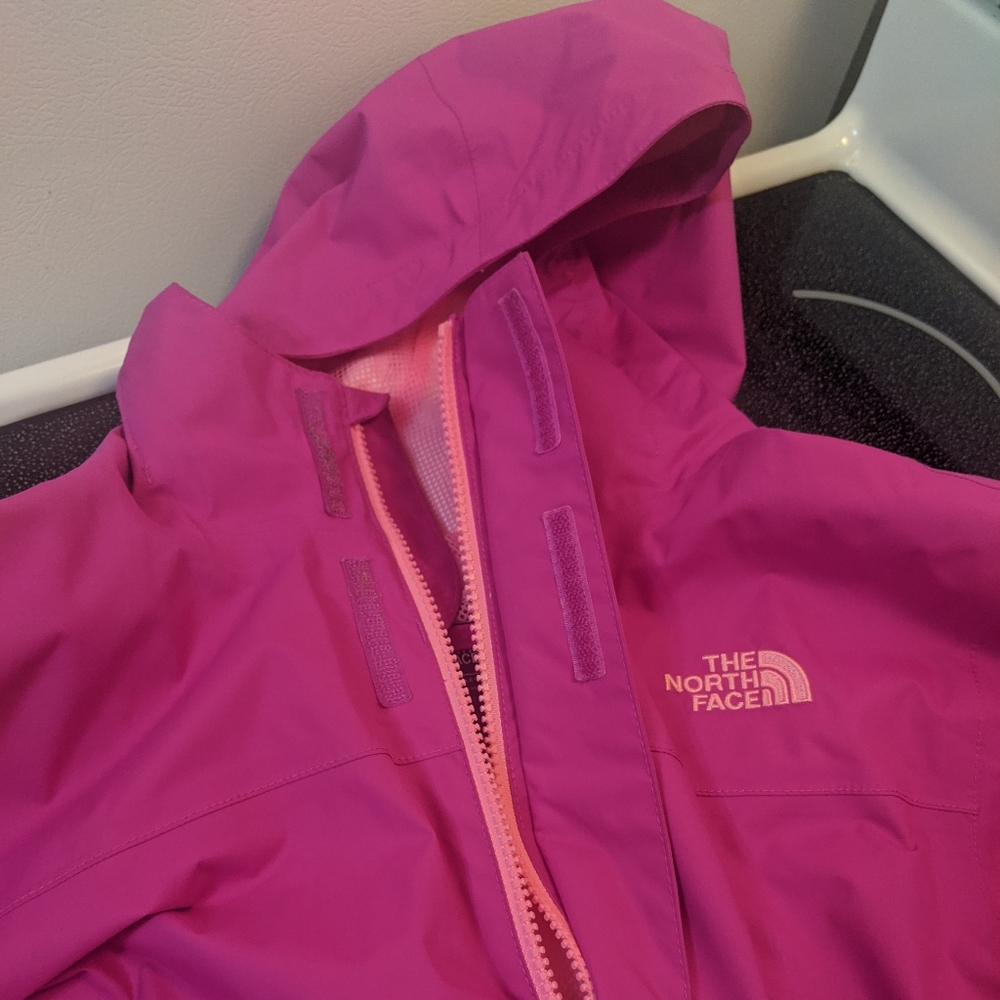 North Face rain jacket kids XL hot pink